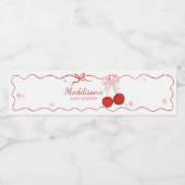 Cherry op Top Pink Bow Baby shower Waterfles Etiket (Enkel label)