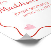 Cherry op Top Pink Bow Baby shower Welkom Poster (Hoek)