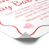 Cherry op Top Pink Bow Baby shower Zeg geen Baby Poster (Hoek)