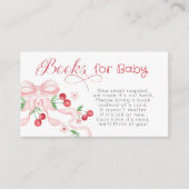 Cherry op top Pink Bow Boeken voor baby ticket Informatiekaartje (Voorkant)