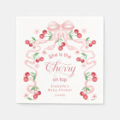Cherry op Top Pink Bow coquette Baby shower Servet (Voorkant)