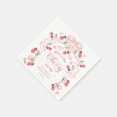 Cherry op Top Pink Bow coquette Baby shower Servet (Hoek)