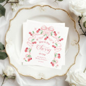 Cherry op Top Pink Bow coquette Baby shower Servet