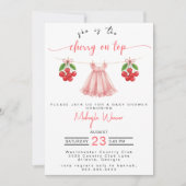 Cherry op top Pink Bow Coquette Berry Baby shower Kaart (Voorkant)
