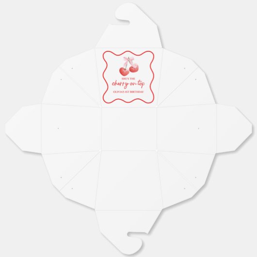 Cherry op Top Pink Bow preppy verjaardag Bedankdoosjes (Ongevouwen)