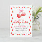 Cherry op Top Pink Bow preppy verjaardag Kaart (Staand voorkant)