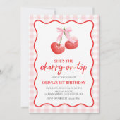 Cherry op Top Pink Bow preppy verjaardag Kaart (Voorkant)