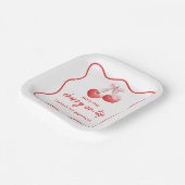 Cherry op Top Pink Bow preppy verjaardag Papieren Bordje (Gebogen)