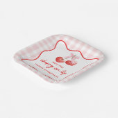 Cherry op Top Pink Bow preppy verjaardag Papieren Bordje (Gebogen)