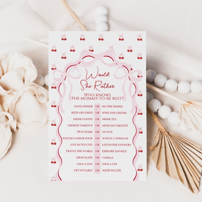 Cherry op Top Pink Bow Red Baby shower Game (Creator heeft geüpload)