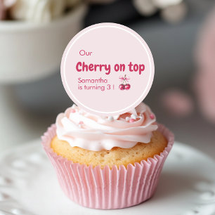 Cherry op Top Pink Cherry Verjaardag Ronde Sticker