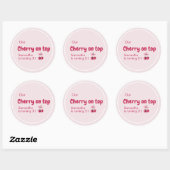 Cherry op Top Pink Cherry Verjaardag Ronde Sticker (Vel)
