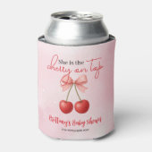 Cherry op Top Pink Girl Baby shower Blikjeskoeler (Blikje Voorkant)