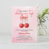 Cherry op Top Pink Girl Baby shower Kaart (Staand voorkant)