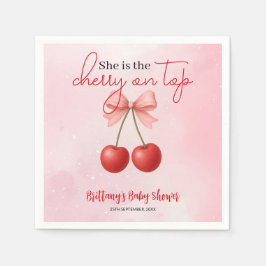 Cherry op Top Pink Girl Baby shower Servet
