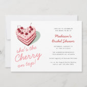Cherry op Top Pink Heart Cake Vrijgezellenfeest Kaart (Voorkant)