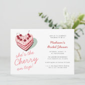 Cherry op Top Pink Heart Cake Vrijgezellenfeest Kaart (Staand voorkant)