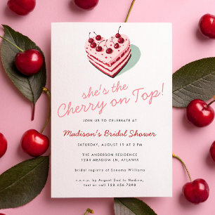 Cherry op Top Pink Heart Cake Vrijgezellenfeest Kaart