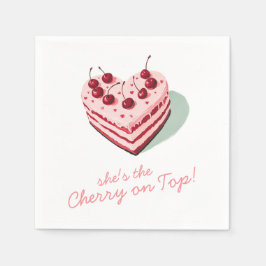 Cherry op Top Pink Heart Cake Vrijgezellenfeest Servet