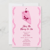 Cherry op Top Pink Ruffle Vrijgezellenfeest Kaart (Voorkant)