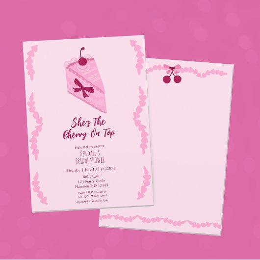 Cherry op Top Pink Ruffle Vrijgezellenfeest Kaart