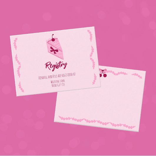 Cherry op Top Pink Ruffle Vrijgezellenfeest Regist Informatiekaartje