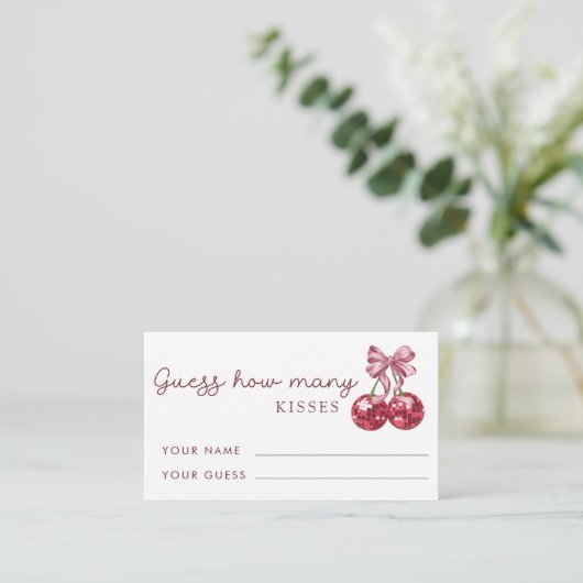 Cherry op top raden hoeveel kussen bruids spel informatiekaartje (Staand voorkant)