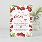 Cherry Op Top Red Cherry Baby shower Kaart (Staand voorkant)