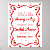 Cherry op top Retro Cherry Vrijgezellenfeest Welko Poster (Voorkant)