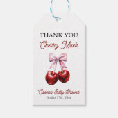 Cherry op top roze boog Baby shower Dank u Cadeaulabel (Voorkant)