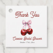 Cherry op top roze boog Vrijgezellenfeest Dank u Bedankjes Labels (Voorkant)