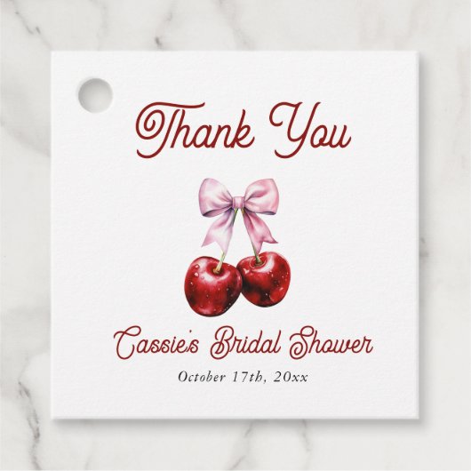 Cherry op top roze boog Vrijgezellenfeest Dank u Bedankjes Labels (Voorkant)