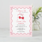 Cherry op Top Roze Bow 1e verjaardag Kaart (Staand voorkant)