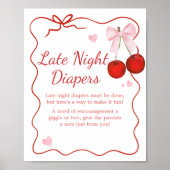 Cherry op Top Roze Bow Baby Late Night Luiers Poster (Voorkant)