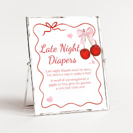 Cherry op Top Roze Bow Baby Late Night Luiers Poster