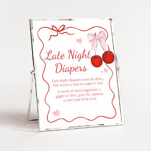 Cherry op Top Roze Bow Baby Late Night Luiers Poster