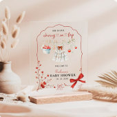 Cherry op Top Roze Bow Baby Meisje Douche Welkom Acryl Bord