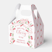 Cherry op Top roze Bow Baby shower Bedankdoosjes (Voorkant Zijde)