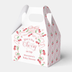 Cherry op Top roze Bow Baby shower Bedankdoosjes