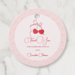 Cherry op Top Roze Bow Baby shower Bedankjes Labels