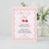Cherry op Top Roze Bow Baby shower Bedankkaart (Staand voorkant)