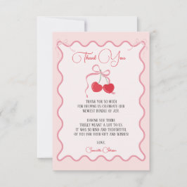 Cherry op Top Roze Bow Baby shower Bedankkaart
