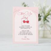 Cherry op Top Roze Bow Baby shower Bedankkaart (Staand voorkant)