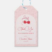 Cherry op Top Roze Bow Baby shower Cadeaulabel (Voorkant)