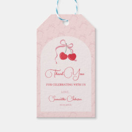 Cherry op Top Roze Bow Baby shower Cadeaulabel
