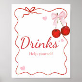 Cherry op Top Roze Bow Baby shower Drinken Poster (Voorkant)