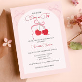 Cherry op Top Roze Bow Baby shower Kaart