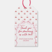 Cherry op Top Roze Bow Baby shower Luier Raffle Cadeaulabel (Voorkant)