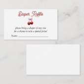 Cherry op Top Roze Bow Baby shower Luier Raffle Informatiekaartje (Voorkant / Achterkant)