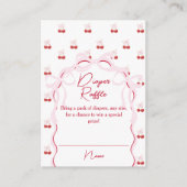 Cherry op Top Roze Bow Baby shower Luier Raffle Informatiekaartje (Voorkant)